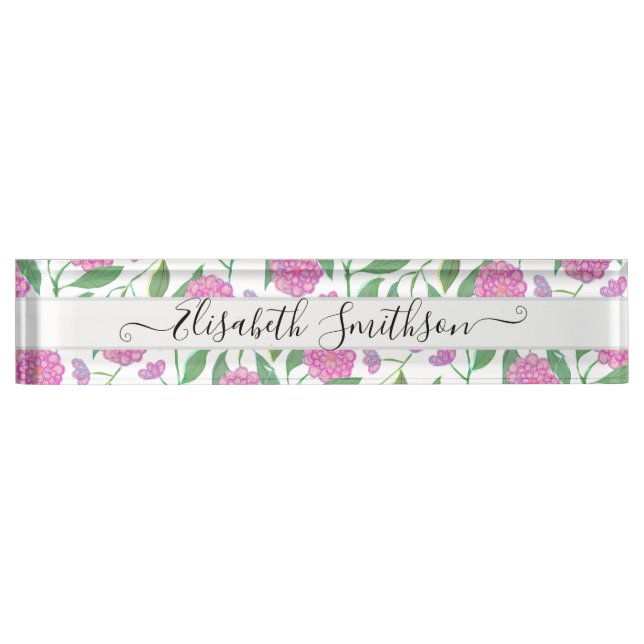 Elegant Boho Liberty Custom Beruflich Floral Namensplakette (Vorderseite)