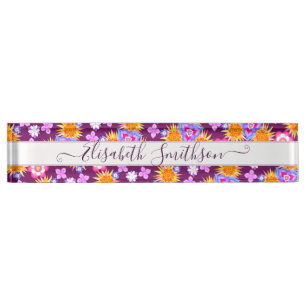 Elegant Boho Liberty Custom Beruflich Floral Namensplakette