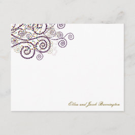 Elegant Boho Lila Spirals Hochzeit Dankeschön Kart Mitteilungskarte