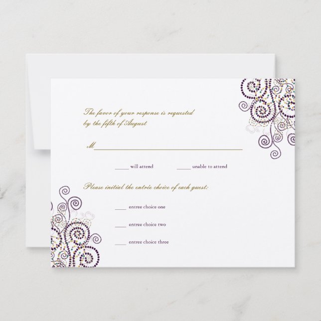 Elegant Boho Lila Spirals Wedding RSVP Card Karte (Vorderseite)