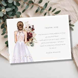 Elegant Boho Lilac Wedding Gown Brautparty Dankeskarte
