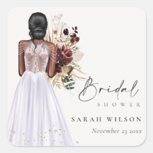 Elegant Boho Lilac Wedding Gown Brautparty Quadratischer Aufkleber