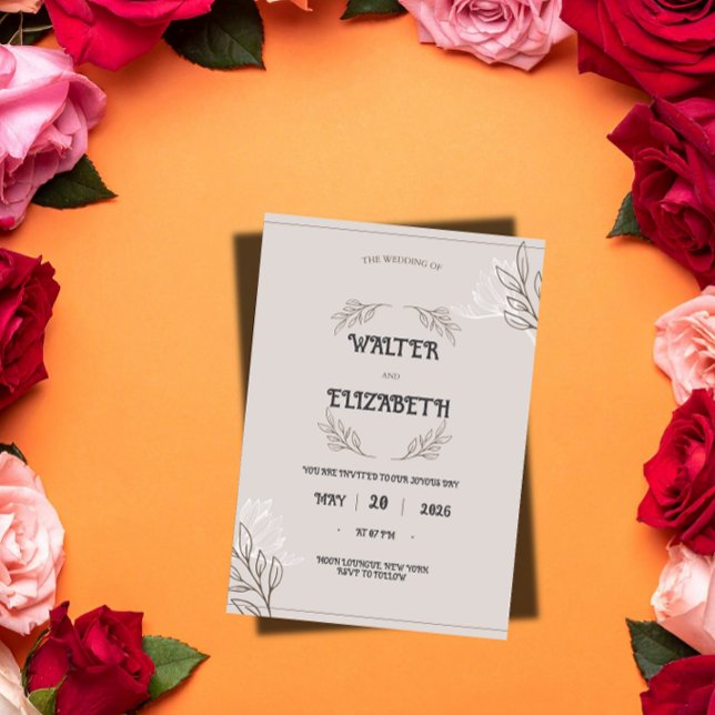 Elegant Boho Minimalist Floral Wedding Invitation Einladung (Von Creator hochgeladen)