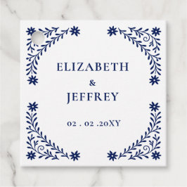 Elegant Boho Navy Floral Wedding Geschenkanhänger