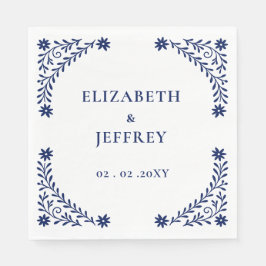 Elegant Boho Navy Floral Wedding Serviette