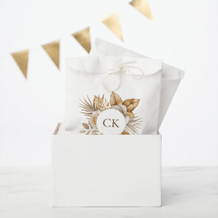 Elegant Boho Neutral Floral Monogram Wedding Geschenktütchen