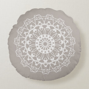 Elegant Boho Neutral Mandala Art Rundes Kissen