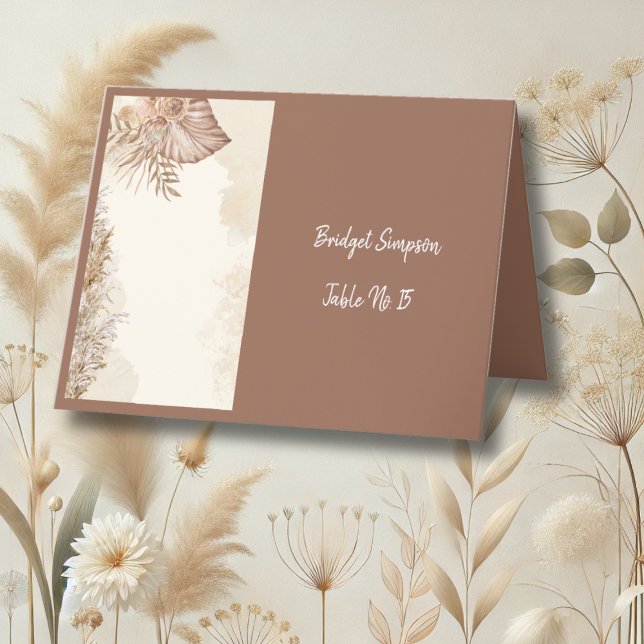 Elegant Boho Neutral Wedding Single Gästekarte Dankeskarte (Von Creator hochgeladen)