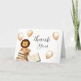 Elegant Boho New Chapter Lion Balloon Baby Shower Dankeskarte