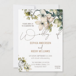 Elegant Boho Niedliche Wildblume Hochzeitskarte Fl Feiertagskarte