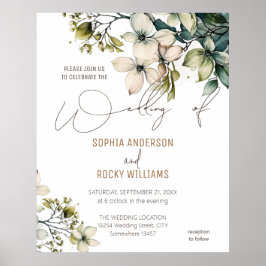 Elegant Boho Niedliche Wildblume Hochzeitskarte Fl Poster