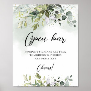 Elegant boho Open Bar wedding Brautparty Poster