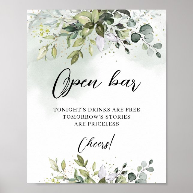 Elegant boho Open Bar wedding Brautparty Poster (Vorne)