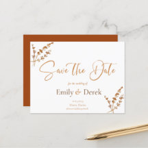 Elegant Boho Orange Blume Save the Date Po Postc