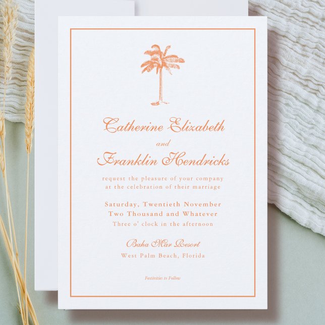 Elegant Boho Palm Tree Tropical Wedding Einladung (Von Creator hochgeladen)