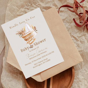 Elegant Boho Pampas Grass Baby Shower Einladung