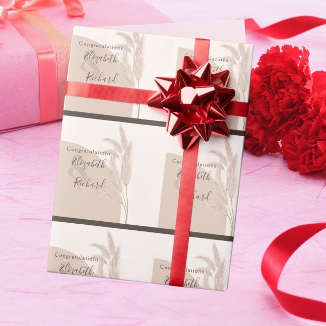 Elegant Boho Pampas Grass Moderne Hochzeit Geschenkpapier (Von Creator hochgeladen)