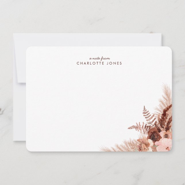 Elegant Boho Pampas Grass Personal Stationery Mitteilungskarte (Vorderseite)