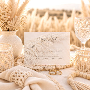 Elegant Boho Pampas Grass RSVP Karte