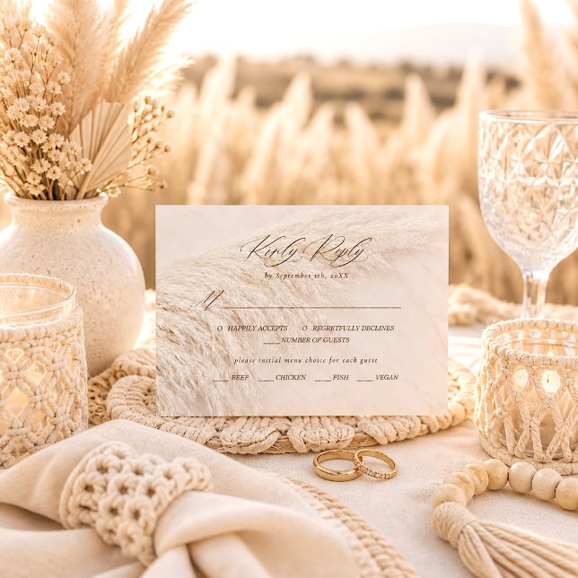 Elegant Boho Pampas Grass RSVP Karte (Von Creator hochgeladen)