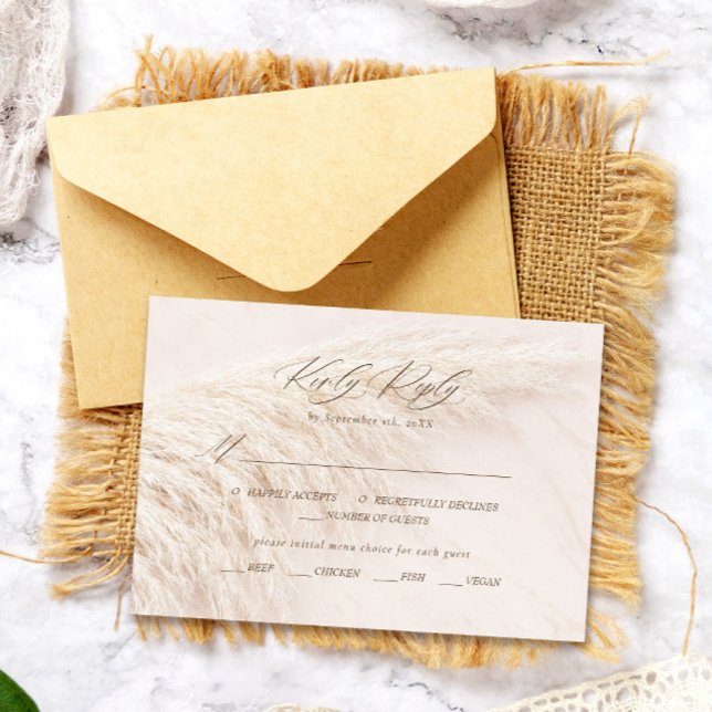 Elegant Boho Pampas Grass RSVP Karte (Von Creator hochgeladen)