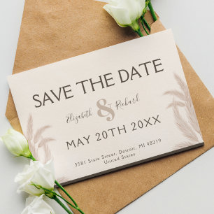 Elegant Boho Pampas Wedding Save the Date Einladung