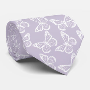 Elegant Boho Pattern Trauzeugen Butterfly Lavender Krawatte