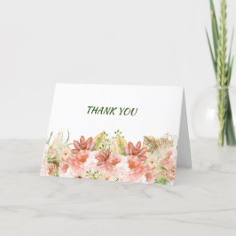 Elegant Boho Pink Blume geklappt Dankeschön Karte