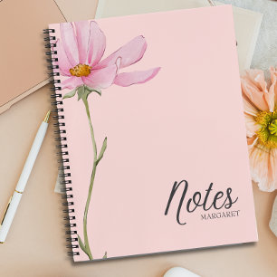 Elegant Boho Pink Blume Minimal Stilvoll Notizbuch