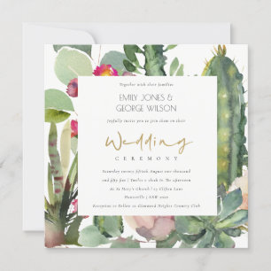 ELEGANT BOHO PINK FLORAL CACTI FOLIAGE WEDD EINLADUNG