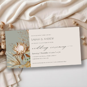 Elegant Boho Protea Dry Palm Floral Wedding Einlad Dankeskarte