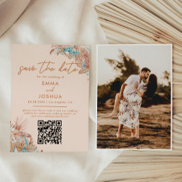 Elegant Boho QR Code Wedding Save The Date