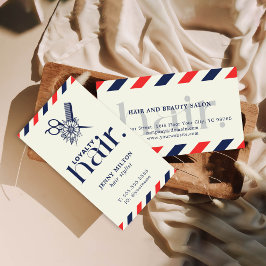 Elegant Boho Red Blue Scissors Hair Stylist Visitenkarte