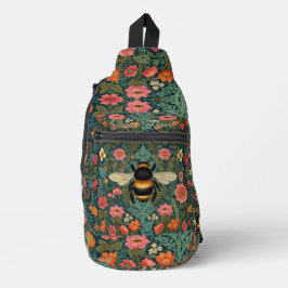 Elegant boho retro bumblebee spring florals  crossbody bag