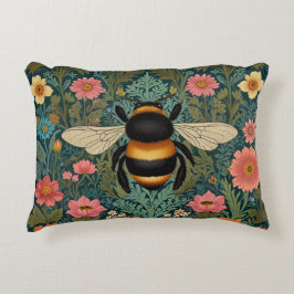 Elegant boho retro bumblebee spring florals  dekokissen