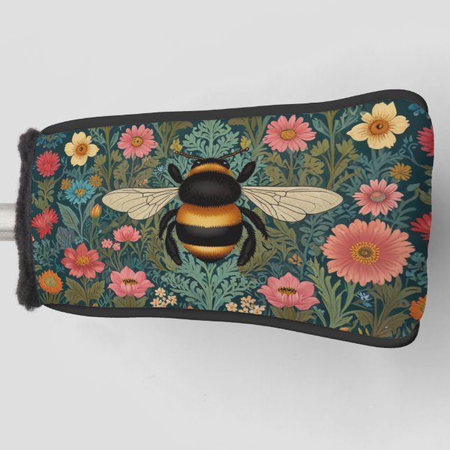 Elegant boho retro bumblebee spring florals  golf headcover (Vorderseite)