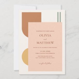 Elegant Boho Retro Terrakotta Bogen Hochzeit Einladung