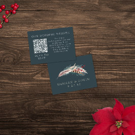 Elegant Boho Rustic Pampas & Pine Green Web QR Begleitkarte