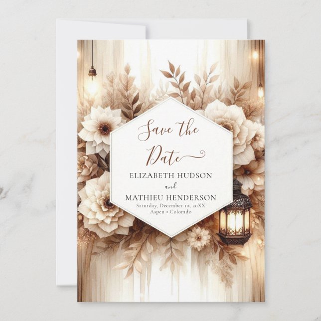 Elegant Boho Rustic Wedding Save The Date (Vorderseite)