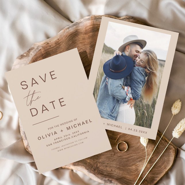 Elegant Boho Save the Date Foto Minimalistisch (Von Creator hochgeladen)