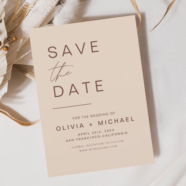 Elegant Boho Save the Date Minimalistisch Script (Von Creator hochgeladen)