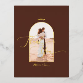 Elegant Boho Script Foto Wedding Vielen Dank Folie Einladungspostkarte