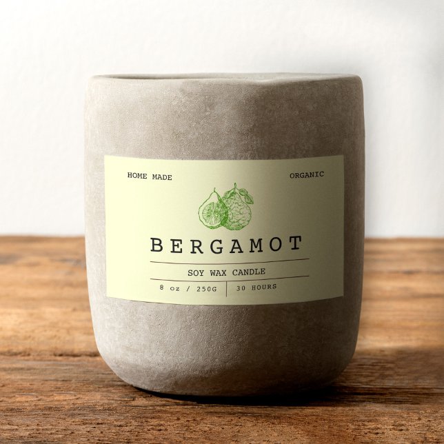 Elegant Boho Soft Green Bergamot Candle Labels Rechteckiger Aufkleber (Elegant Boho Soft Green Bergamot Candle Labels)