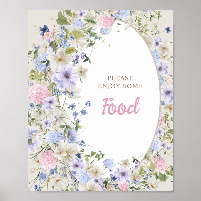 Elegant Boho spring Wildblumen Baby Dusche Food Poster (Vorne)