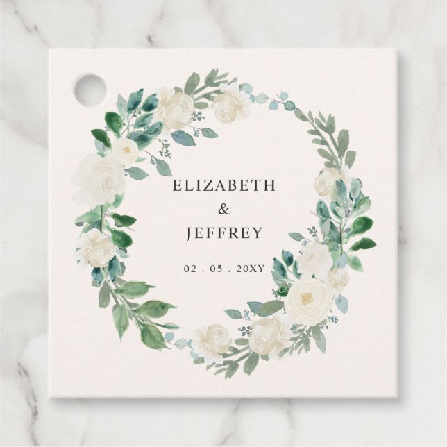 Elegant Boho Summer Elfenbeinblüte Hochzeit Geschenkanhänger (Vorderseite)