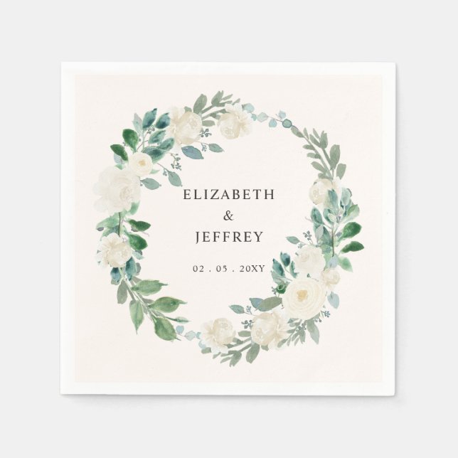 Elegant Boho Summer Elfenbeinblüte Hochzeit Serviette (Vorderseite)