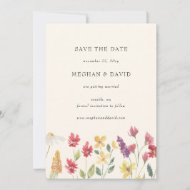 Elegant Boho Summer Wildblume Save the Date Ankündigung