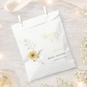 Elegant Boho Sunflower Danke Brautparty Geschenktütchen