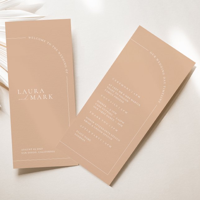 Elegant Boho Tan Minimal Wedding Ceremony Programm (Von Creator hochgeladen)