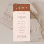 Elegant Boho Terra Cotta Wedding Menükarte<br><div class="desc">Mit einem schönen Imitat Glas Boho Terra Cotta Design sind diese Hochzeitsmenüs modern und elegant. Leicht lesbar für Ihre Gäste und leicht für Sie zu anpassen. Finden Sie passende Hochzeitsartikel in meinem Shop.</div>